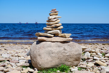 stack of stones on the beach