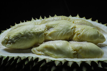Fresh durian on black background