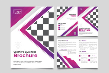 Bifold Brochure Design With Awesome Gradiant Colour And Well Decorated Layout, Easily Editable Brochure Template.