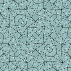 Abstract vector seamless tessellation pattern with complex double layer texture. Elegant blue and black and white colour combination. 