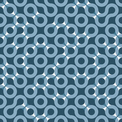Minimal vector seamless wavy shapes. Elegant irregular Truchet pattern in blue and white. Great for interior fabrics, wallpaper and fashion. 