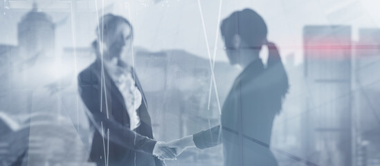 People Team Corporate Silhouette. Abstract business backgrounds. handshake gerls