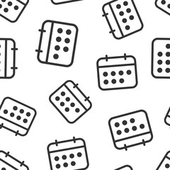 Calendar icon in flat style. Agenda vector illustration on white isolated background. Schedule planner seamless pattern business concept.