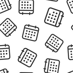 Calendar icon in flat style. Agenda vector illustration on white isolated background. Schedule planner seamless pattern business concept.