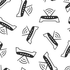 Wifi router icon in flat style. Broadband vector illustration on white isolated background. Internet connection seamless pattern business concept.