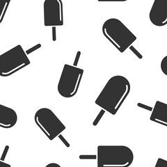 Ice cream icon in flat style. Sundae vector illustration on white isolated background. Sorbet dessert seamless pattern business concept.