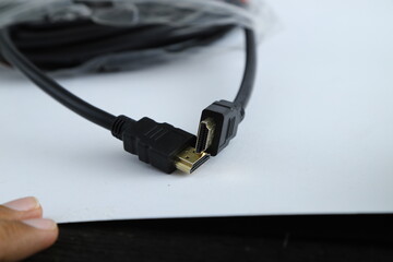 HHDMI cable connector on white background.