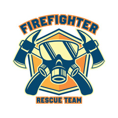 firefighter logo emblems and insignia with text space for your slogan tagline. vector illustration