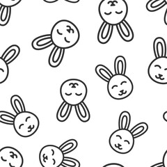 Rabbit icon in flat style. Bunny vector illustration on white isolated background. Happy easter seamless pattern business concept.