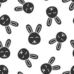 Rabbit icon in flat style. Bunny vector illustration on white isolated background. Happy easter seamless pattern business concept.