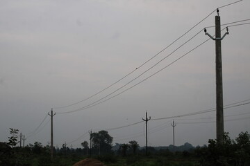 power lines in the morning