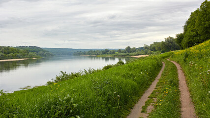 Fototapeta na wymiar Summer landscape on the banks of the great river, Russia, Volga