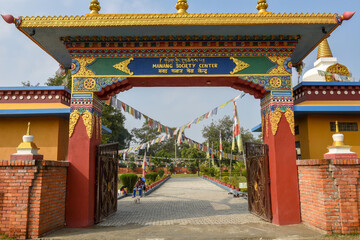 Obraz premium The entrance door at the monastic zone of Lumbini on Nepal