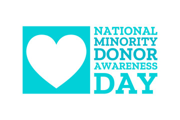 National Minority Donor Awareness Day. August 1. Holiday concept. Template for background, banner, card, poster with text inscription. Vector EPS10 illustration.