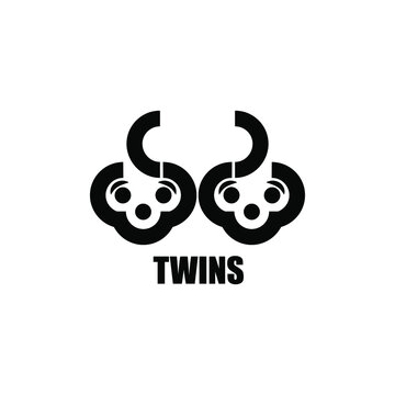 Twins children family logo icon sign Abstract black geometric modern creative design style Fashion print clothes apparel greeting invitation card picture banner badge poster flyer websites Vector