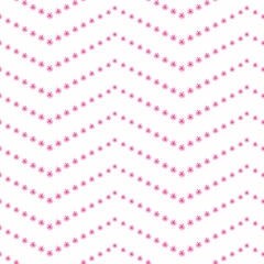 Pink star shapes chevron seamless vector pattern. Simple decorative surface print design for backgrounds, birthday cards, invitations, stationery, girly wrapping paper, and packaging.