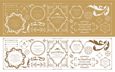 ハロウィンのフレーム素材、ハッピーハロウィン、パーティー、イベント、装飾素材、ビンテージ、アンティーク、ゴージャス、ラグジュアリー