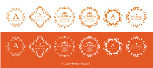 ハロウィンのフレーム素材、ハッピーハロウィン、パーティー、イベント、装飾素材、ビンテージ、アンティーク、ゴージャス、ラグジュアリー