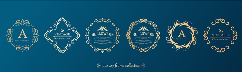 ハロウィンのフレーム素材、ハッピーハロウィン、パーティー、イベント、装飾素材、ビンテージ、アンティーク、ゴージャス、ラグジュアリー