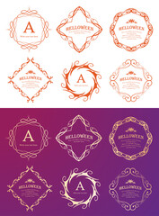 ハロウィンのフレーム素材、ハッピーハロウィン、パーティー、イベント、装飾素材、ビンテージ、アンティーク、ゴージャス、ラグジュアリー