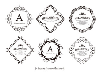 ハロウィンのフレーム素材、ハッピーハロウィン、パーティー、イベント、装飾素材、ビンテージ、アンティーク、ゴージャス、ラグジュアリー