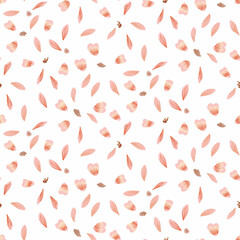Deconstructed flowers toss seamless vector pattern. Light surface print design for feminine fabrics, wedding stationery, valentines cards, romantic gift wrap, and cosmetics packaging.