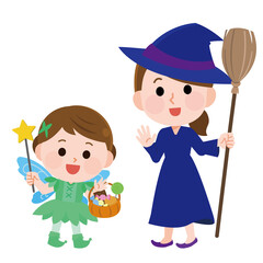 男の子と女の子 仮装 ハロウィンパーティ02 イラスト Wall Mural こけ田 男の子と女の子 仮装 ハロウィンパーティ02 イラスト Wall Mural こけ田