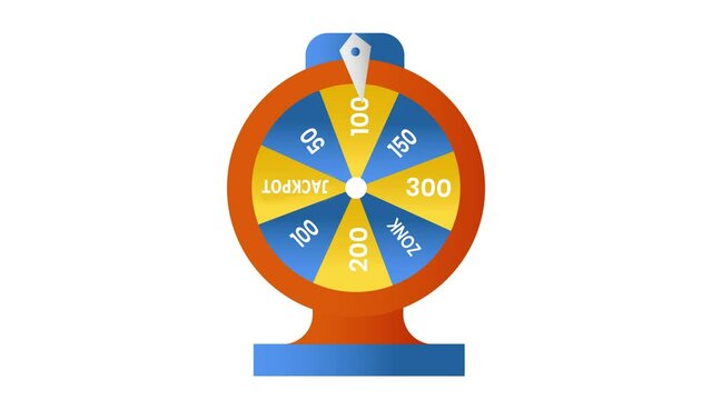 Wheel of fortune spin and stop on jackpot sign