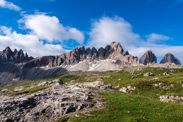 Fototapeta na wymiar View to paternkofel in the mountains Dolomites