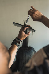 Naklejka premium womens haircut at home