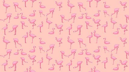 Bird seamless pattern, Flamingo on pink wallpaper. 