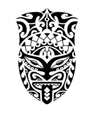 Tattoo sketch maori or african style with mask face totem	

