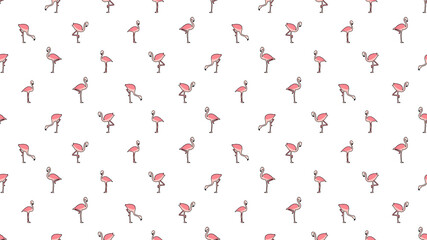 Bird seamless pattern, Flamingo on white wallpaper. 
