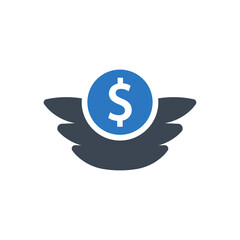 Chasing Money Icon. flying dollar, money (vector illustration)