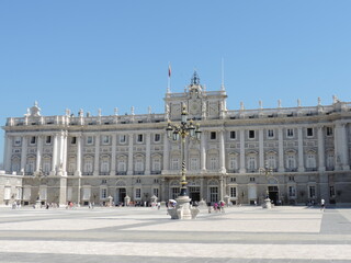 Fototapeta na wymiar Facade of the Royal Palace of Madrid (Palacio Real), Spain