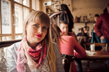 young woman in a bar