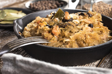 Bigos, a traditional Polish dish with cabbage.