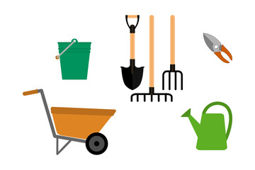 Gardening equipment icon isolated on white. Garden symbol. Vector stock illustration. EPS 10