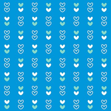 Simple Cute Mini Love Line Vertical Decorative Seamless Pattern Background Wallpaper. Combination colors of white, blue, gray, and mint. Pattern for Textile, fabric, paper, print, interior, decor, etc