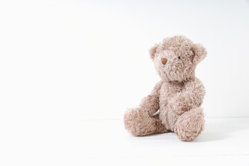 Teddy bear on white background. Concept love, valentine day.