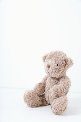 Teddy bear on white background. Concept love, valentine day.