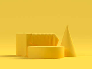yellow scene geometric shape set podium stage 3d rendering
