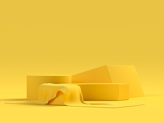 yellow scene geometric shape set podium stage 3d rendering