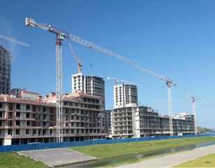 Housing construction in St. Petersburg. Construction site. New buildings.