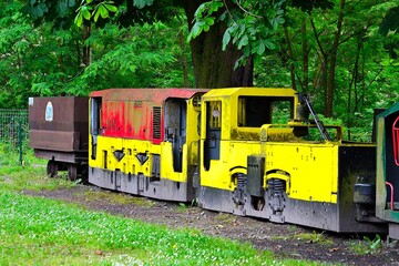 decommissioned old mining locomotives from coal mines in Ostrava and Karvina, Landek, Ostrava, Czech Republic