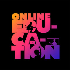 Online education concept typographic design vector.