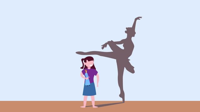 Little girl imagining be ballet dancer