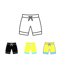 Men Beach shorts for swimming. Summertime Vacation. Swimming trunks, Surfing pants for shops app and stores symbol concept line Beach short icon. Vector illlustration. Design on white background EPS10