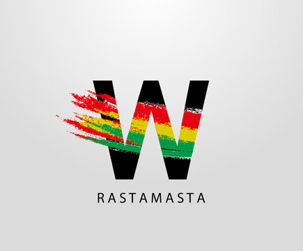 W Letter Logo With Splatter and Rasta Color. Letter A Reggae