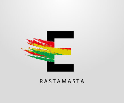 E Letter Logo With Splatter and Rasta Color. Letter E Reggae